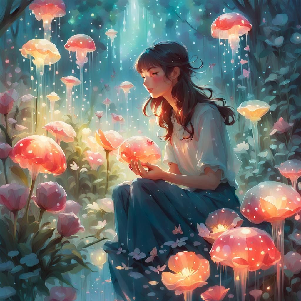 Magical Jelly Garden with Jelly Flowers and Butterflies