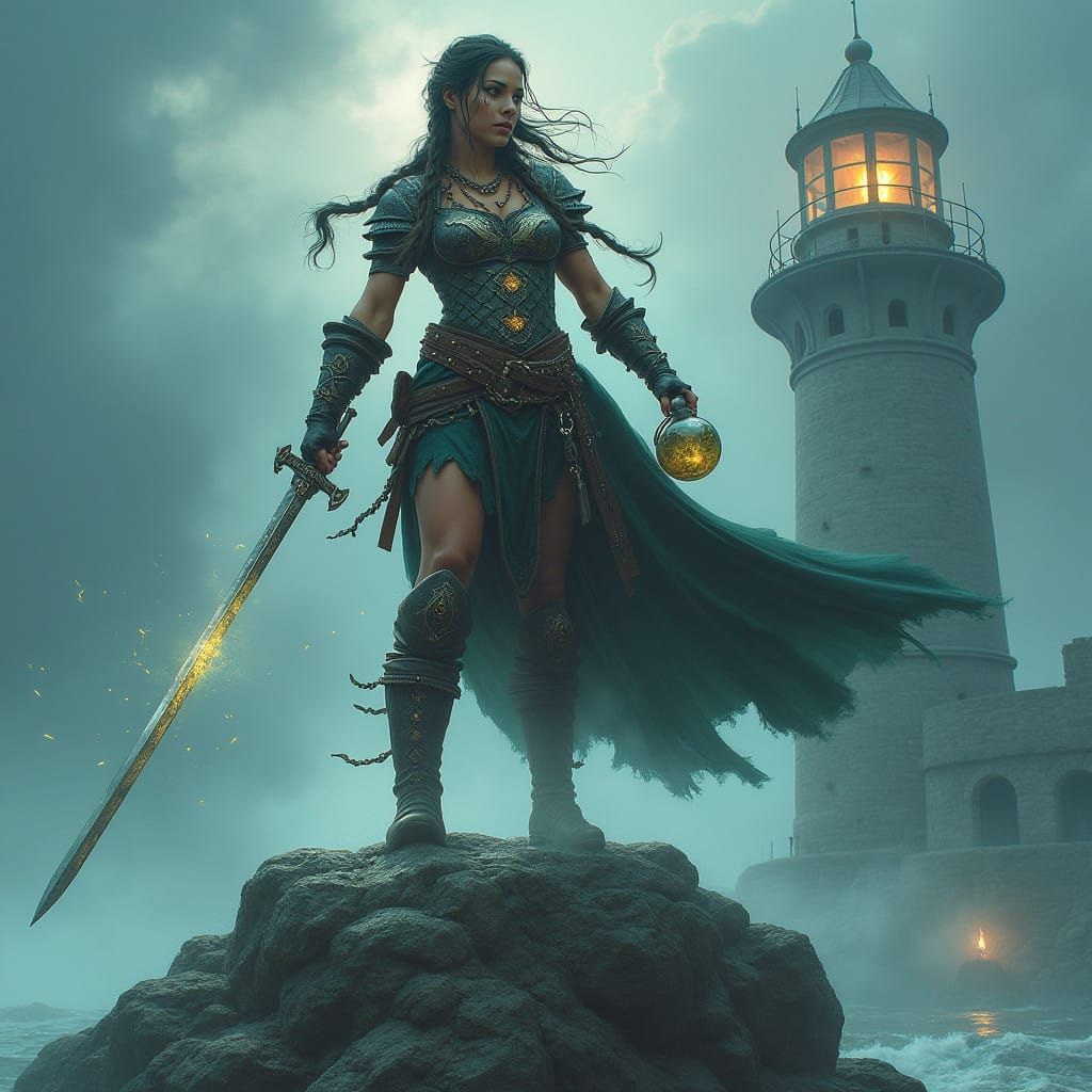 Ethereal Pirate Heroine Confronts Undead in Haunting Fantasy...