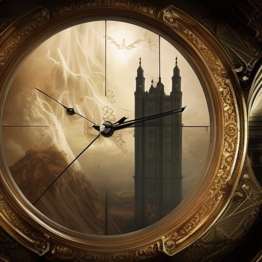 Steampunk Big Ben Clock Tower in Surreal Style