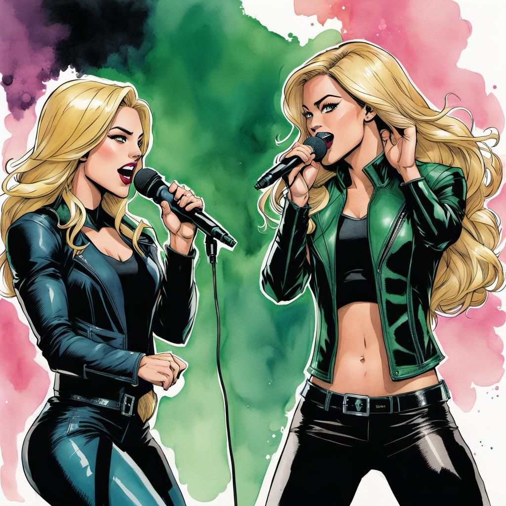 Black Canary Karaoke Art in Comic Style