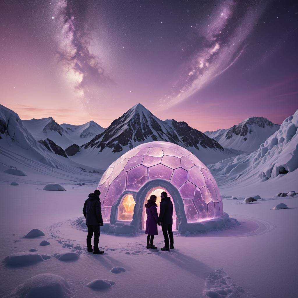Alien Couple in Crystalline Igloo on Frozen Planet