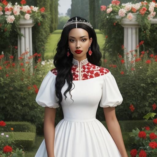 Biracial Princess in Garden Portrait