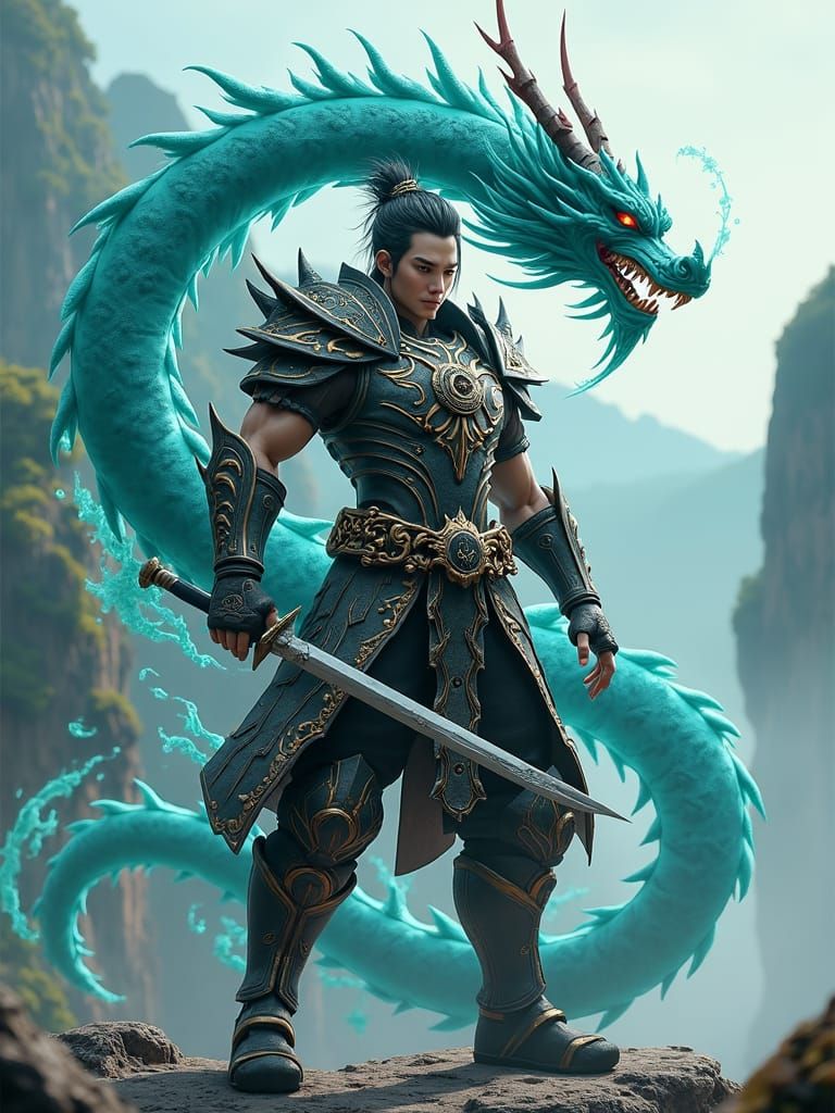 Dynamic Saint Seya Portrait with Dragon Aura