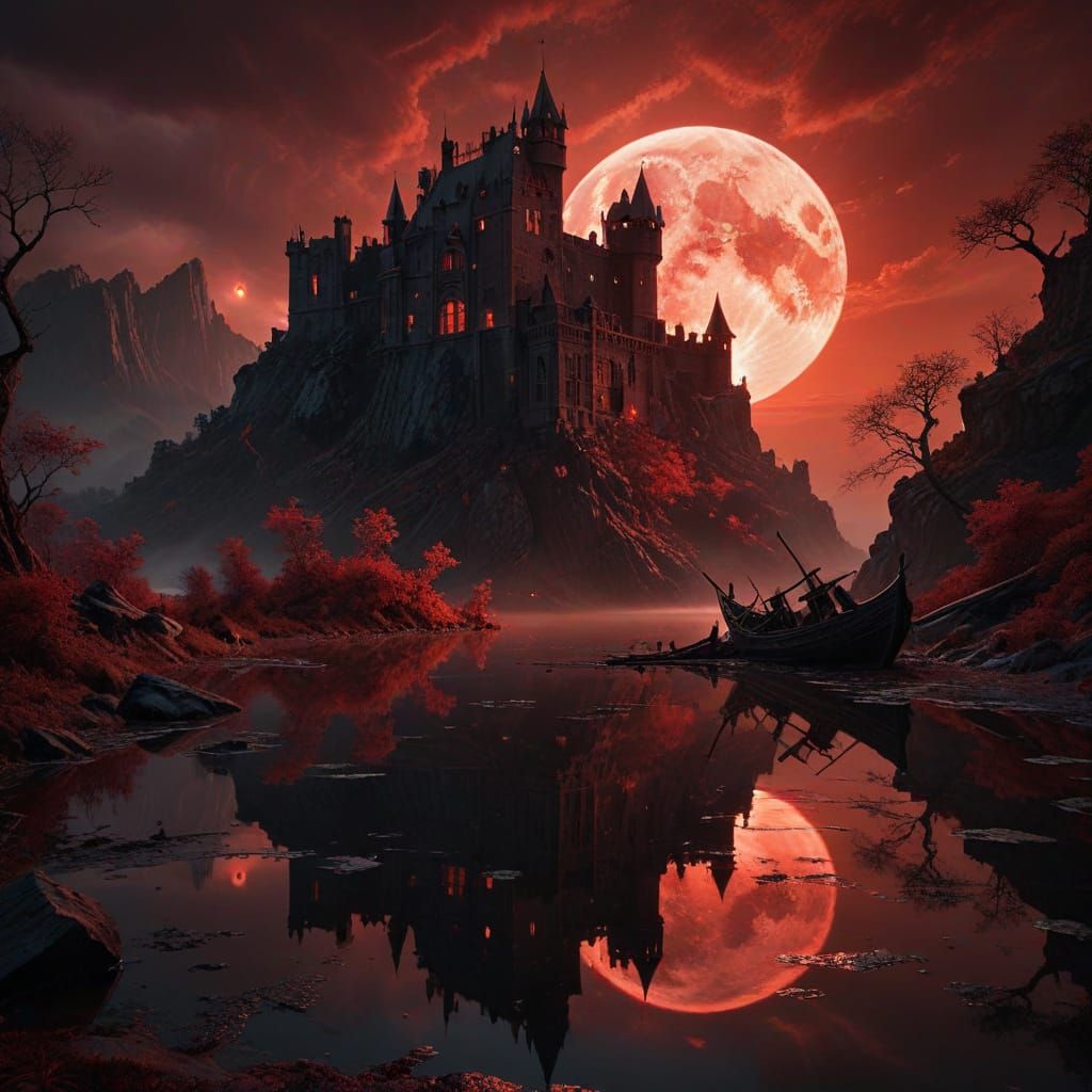 Bloodmoon Castle and Pirate Ship at Crimson Lake