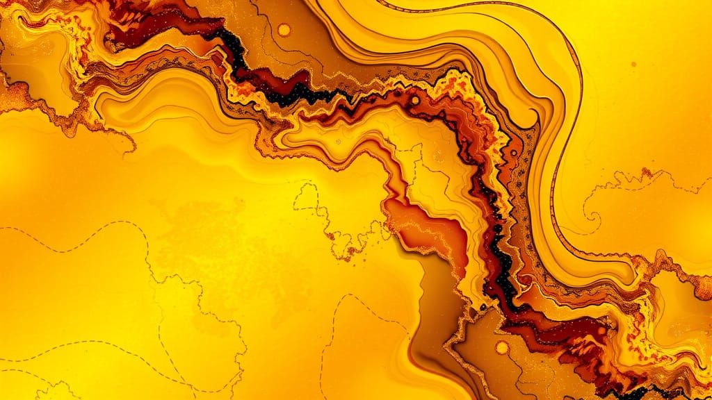 Golden Fantasy Landscape in Hyperrealistic Style