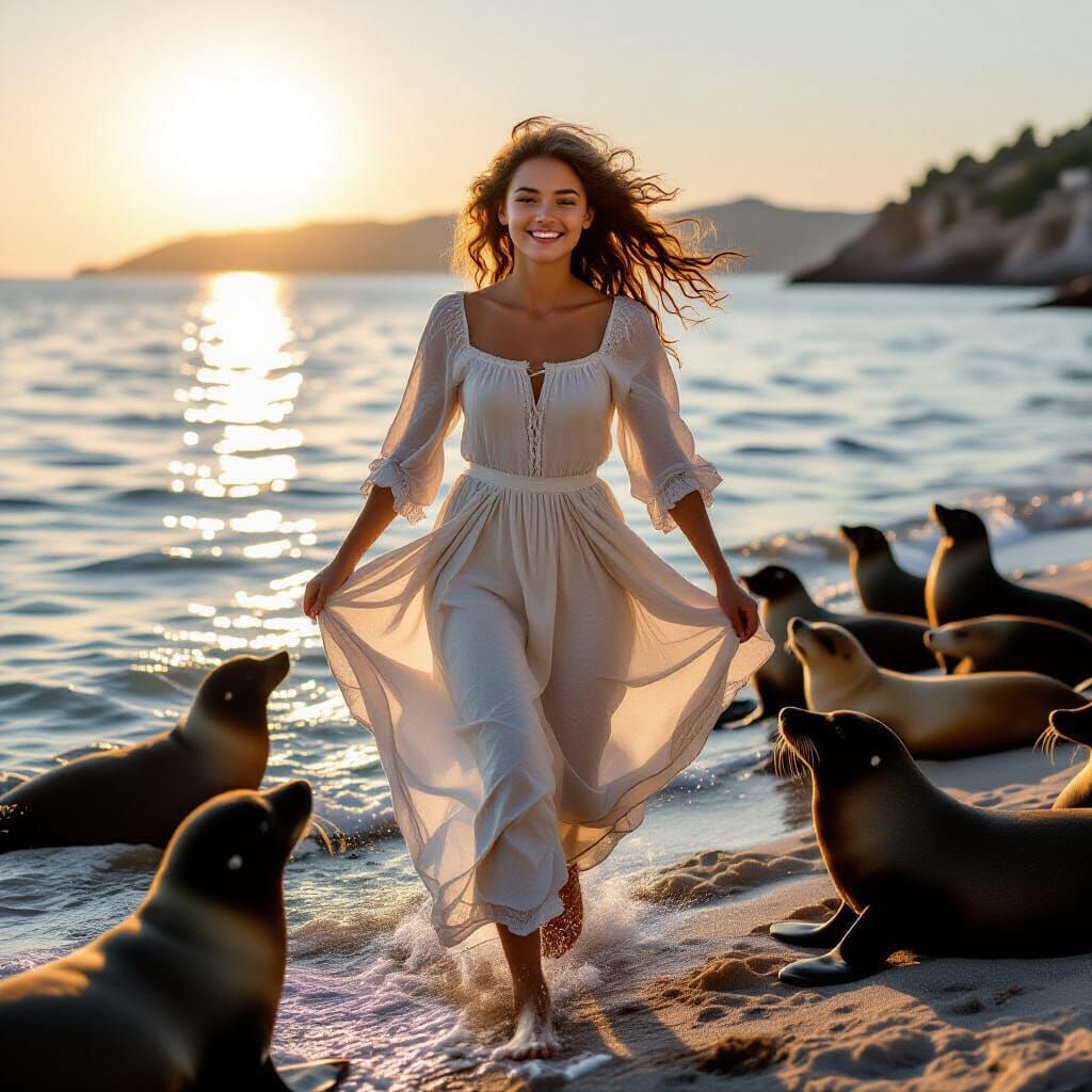 Girl with Freckles in Sfumato Style