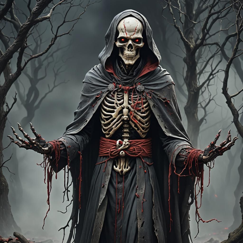 Ghoulish Man in Black Robes: Fantasy Concept Art