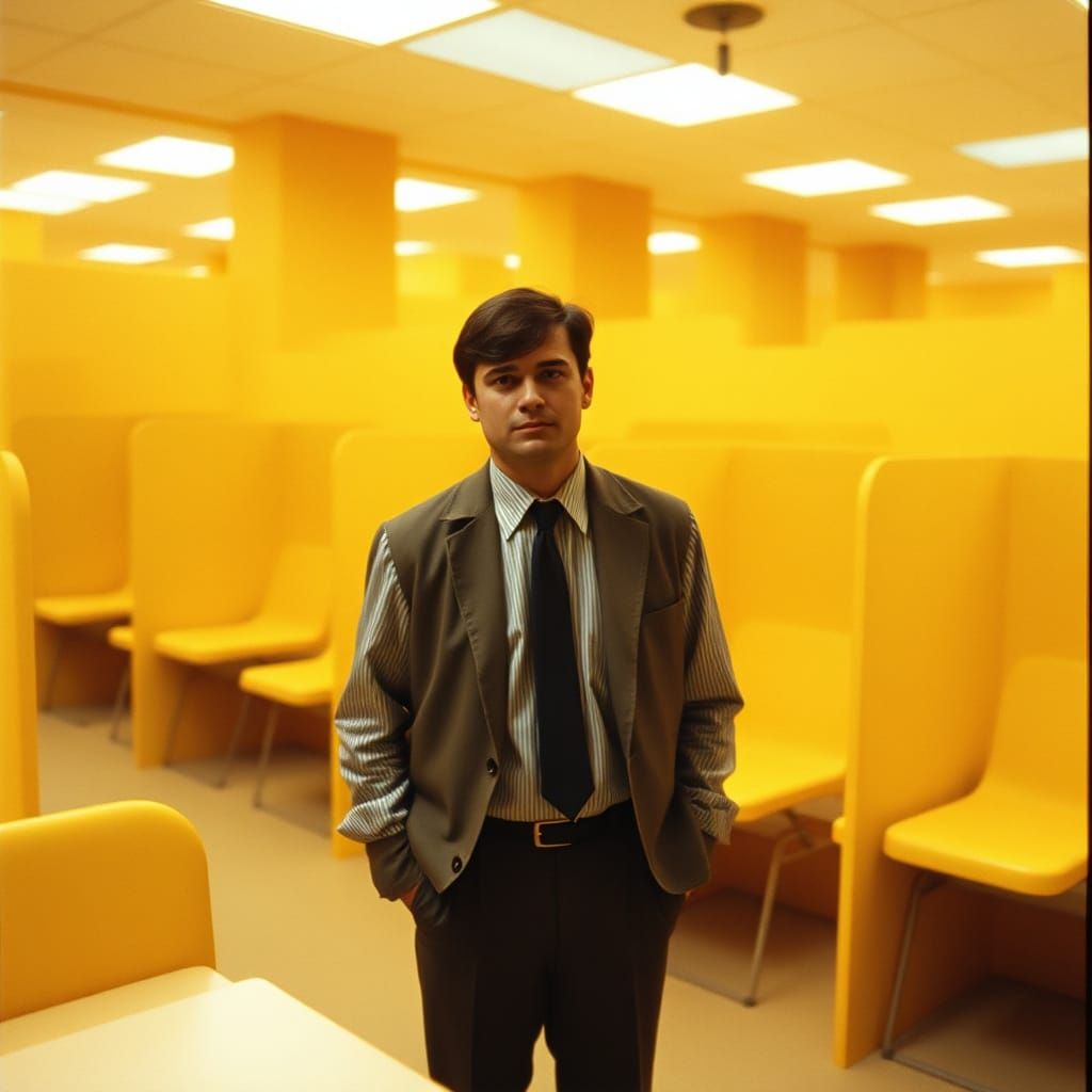 A Desperate Man Lost in a Maze of Endless Yellow Rooms