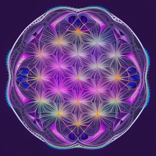 Rainbow Fractal Mandala with 3D Shading