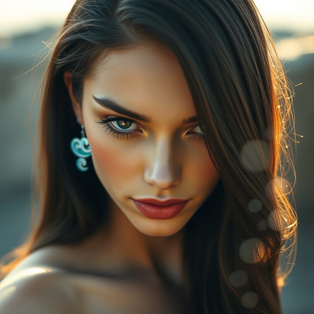 Surrealist Goddess in Dreamlike Landscape