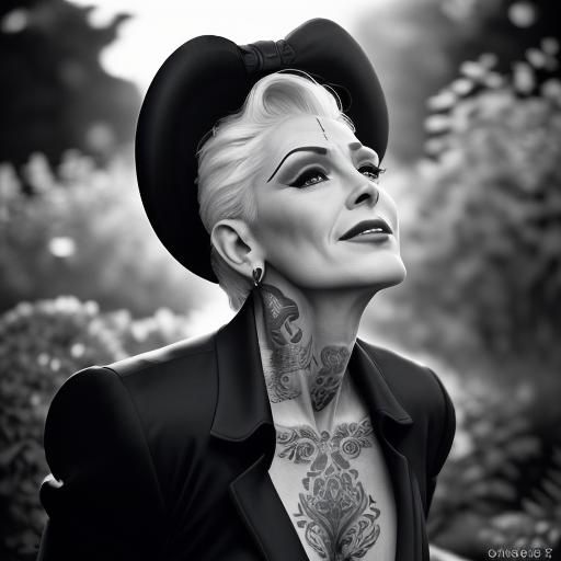 Female Bodybuilder in Garden, Hyperrealistic Image