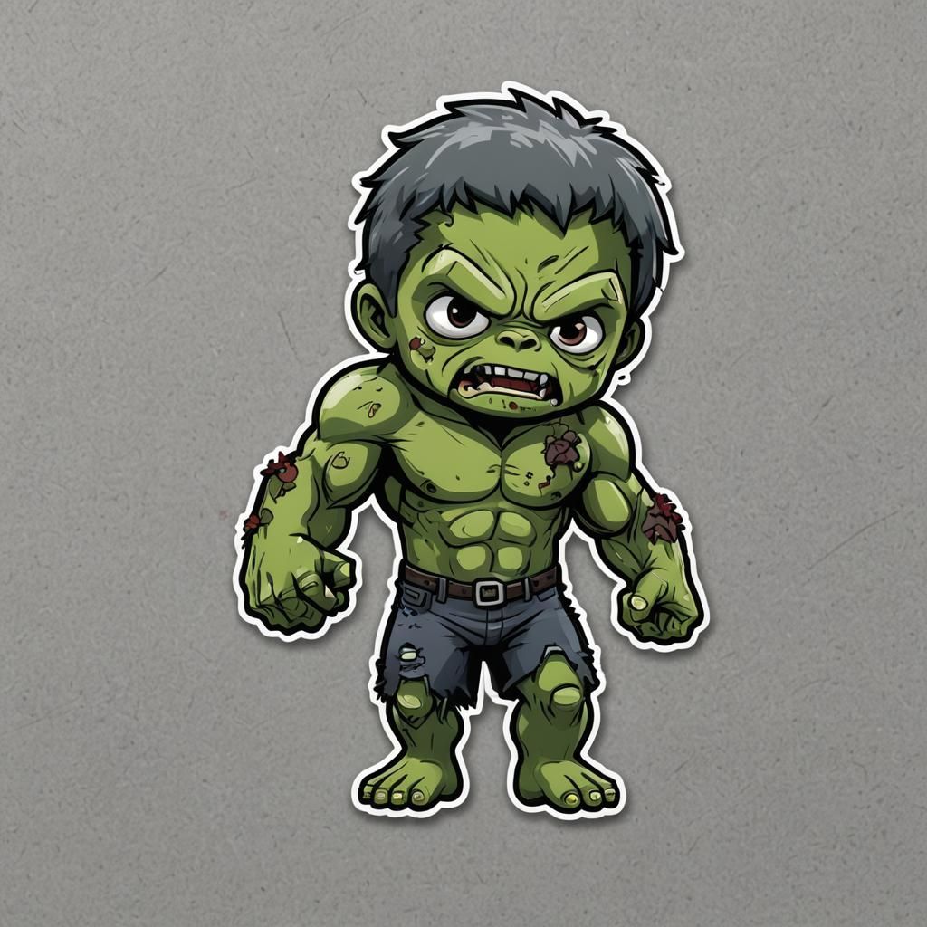 Cute Zombie Hulk Sticker Design