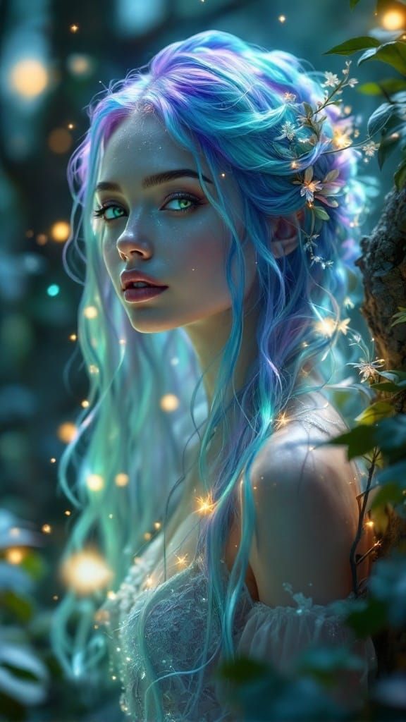 Enchanted Being in Whimsical Landscape