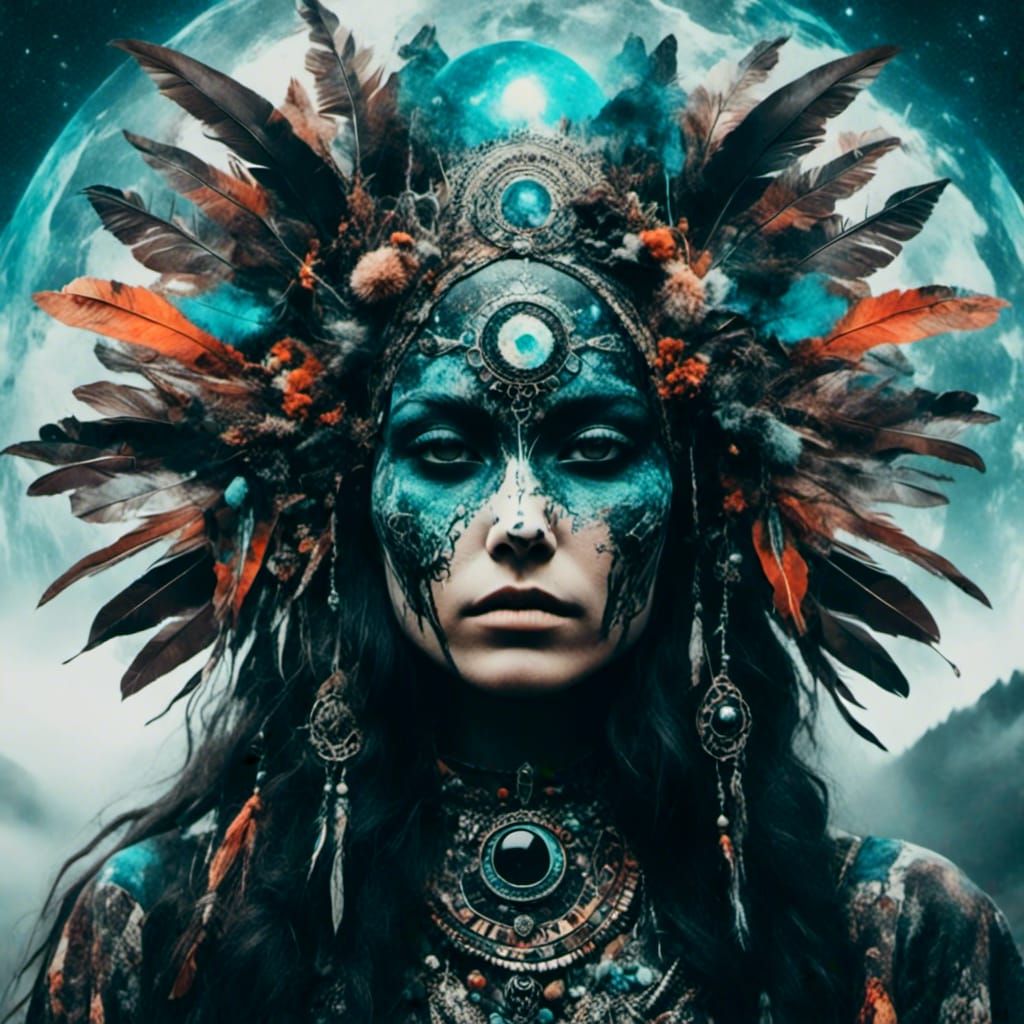 Yin Yang in Cosmic Psychedelic Bohemian Style