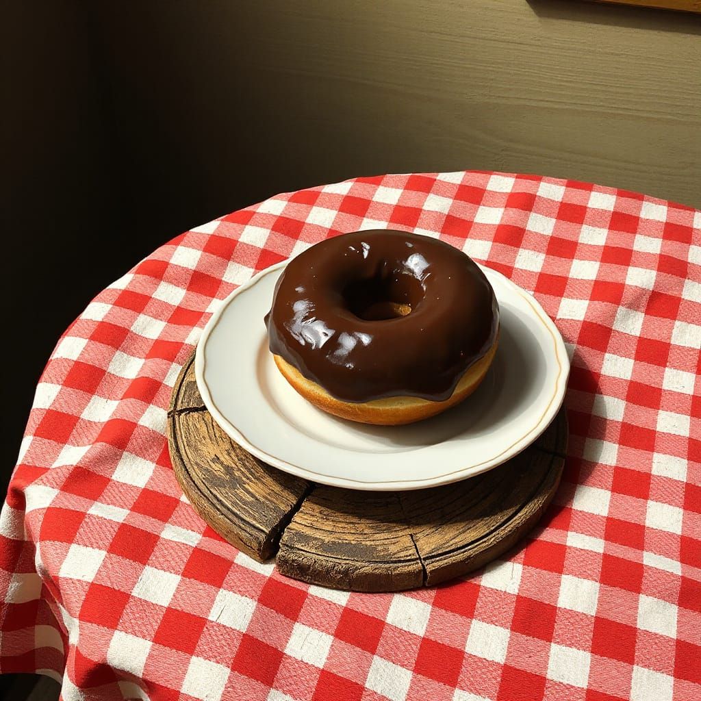 Chocolate Donut in Pop Surrealist Style