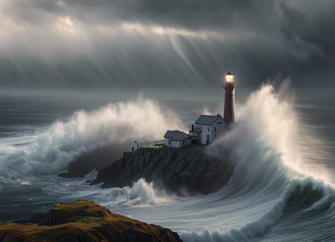 Epic Lighthouse in Stormy Weather