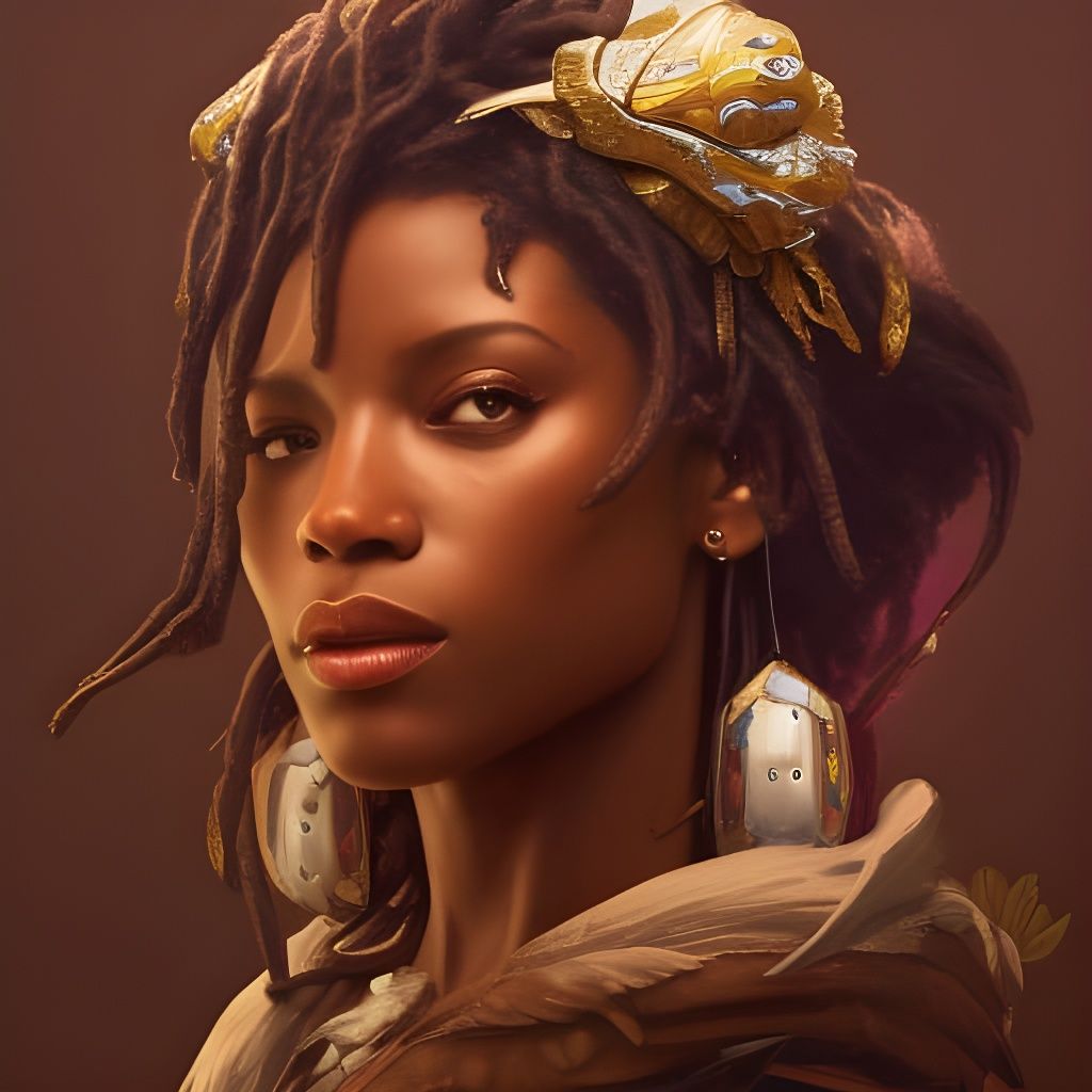 Voodoo Goddess Portrait in Art Nouveau Style