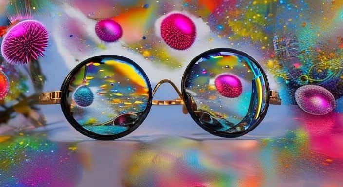 Retro Glasses Reflecting Funky City Lights