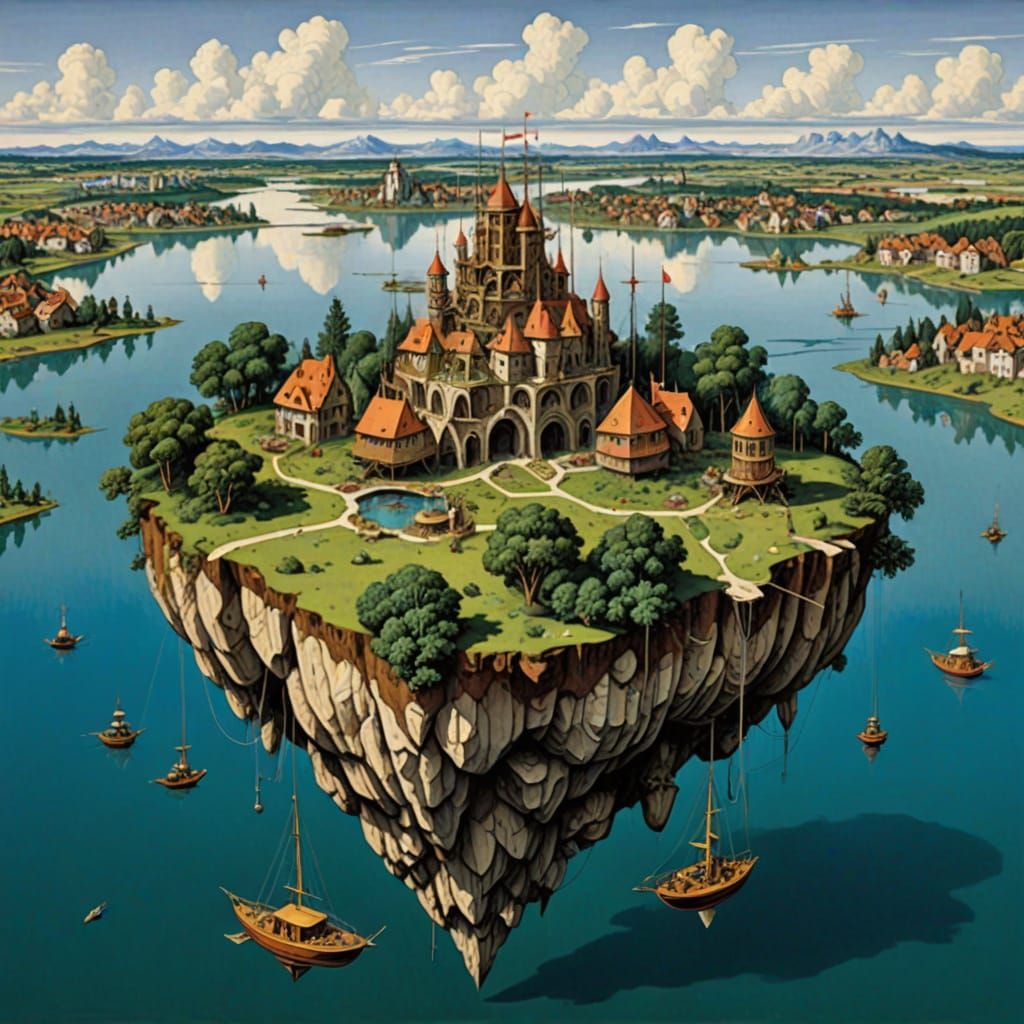 Floating Island in Constructivist Style