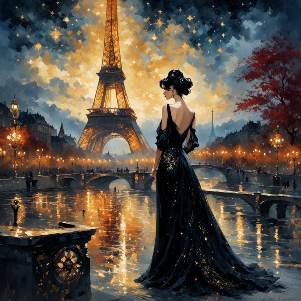 Parisian Elegance: Woman at the Eiffel Tower