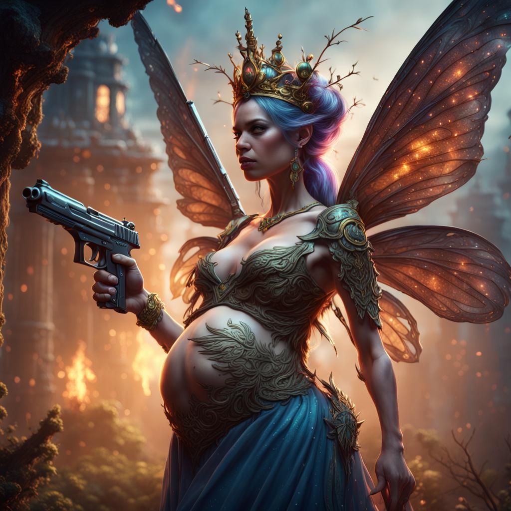 Pregnant Fairy Queen Ready for Battle