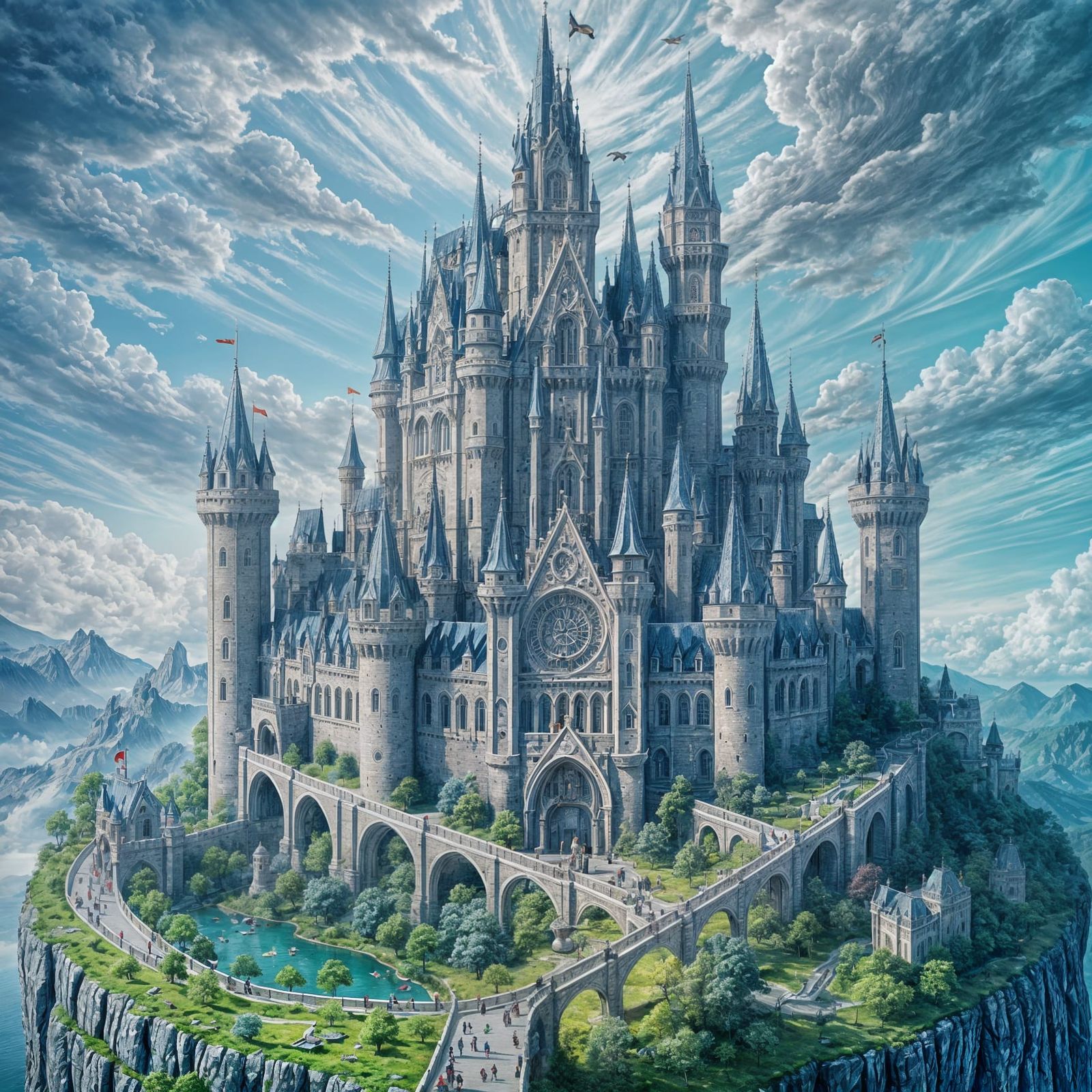 Majestic Crystal Dragon Soars Over Fantasy Castle