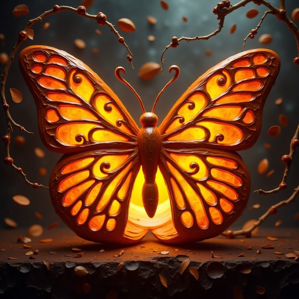 Jack-o'-Lantern Butterfly in Futuristic Organic Style