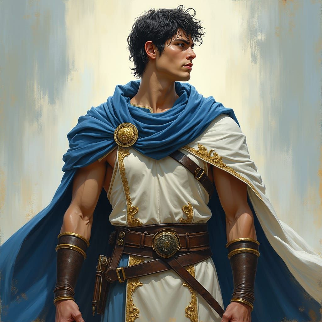 Dramatic Fantasy Warrior Portrait in Oil Painting Style
