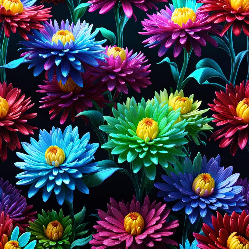 Crystal Chrysanthemums Fantasy Concept Art