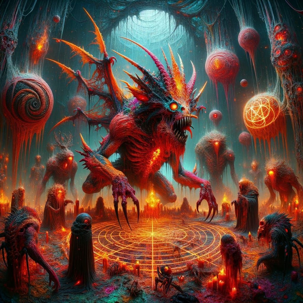 Hybrid Creature and Werewolves in Eerie Alien Forest