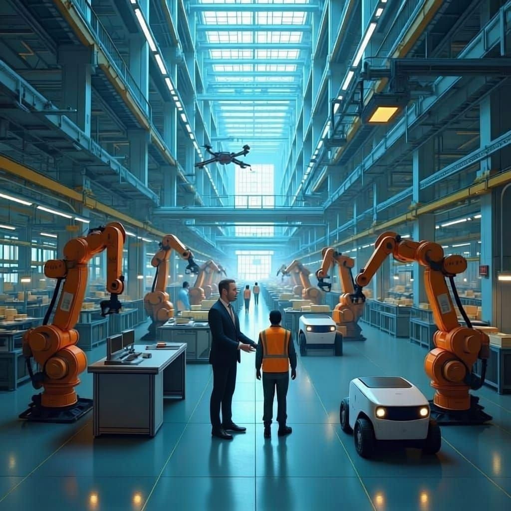 Futuristic Smart Factory: Anime-Inspired Cel-Shaded Art