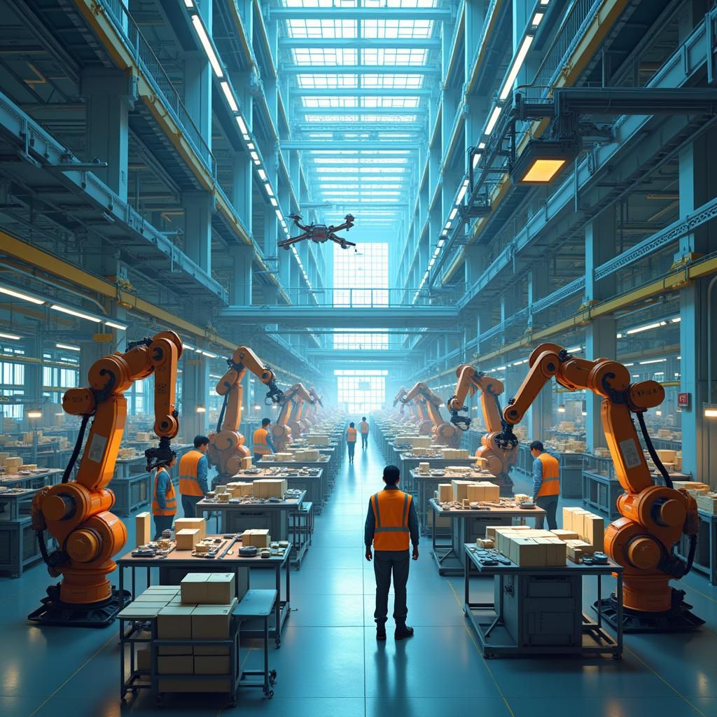 Futuristic Smart Factory: Anime-Inspired Cel-Shaded Art