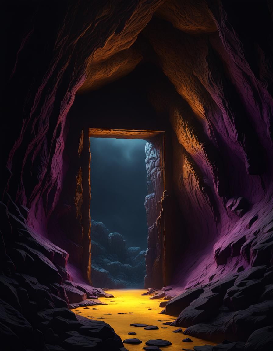 Dark Cave Silhouette: Fantasy Concept Art
