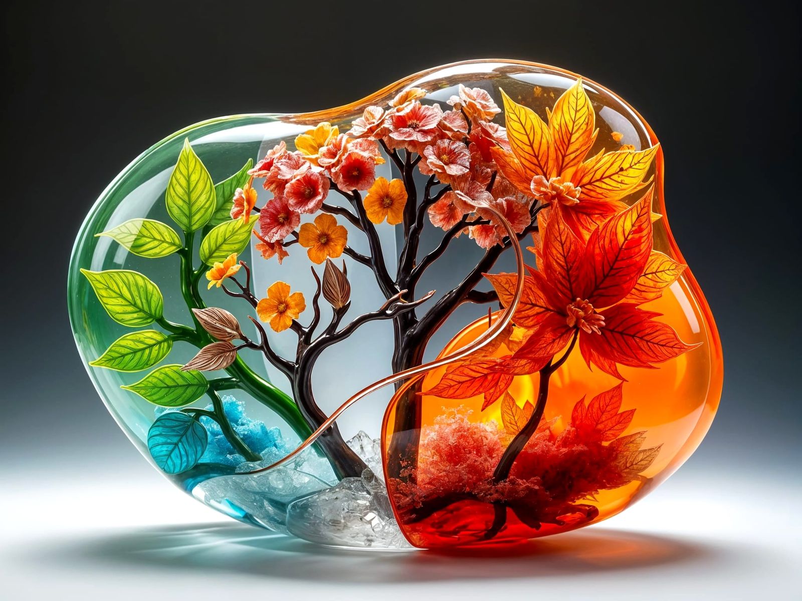 Seasonal Masterpiece: Four Seasons in Blown Glass