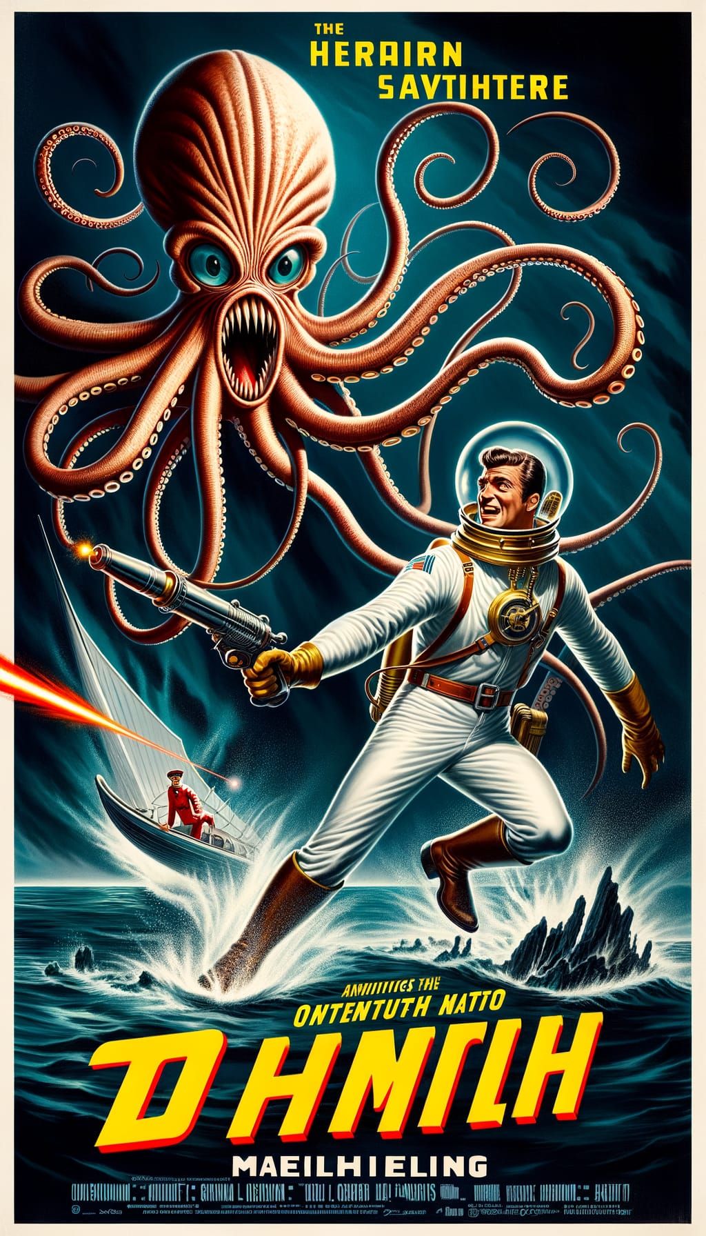 Buck Rogers Battles Giant Octopus: 1940s Movie Poster