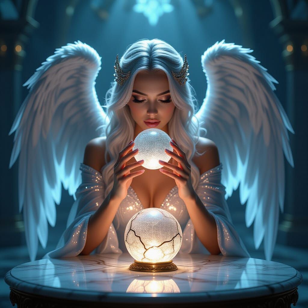 Divine Angel Consuming Lucifer's Fallen Power in Dark Fantas...
