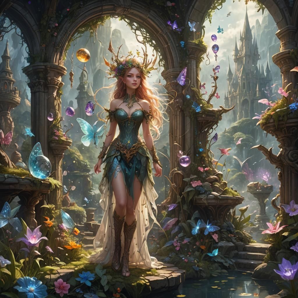 Hyperdetailed Fairycore Fantasy in Glass Dreams Style