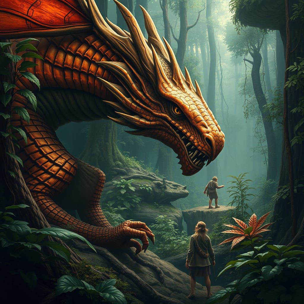 Terracotta Earth Dragon in Lush Forest