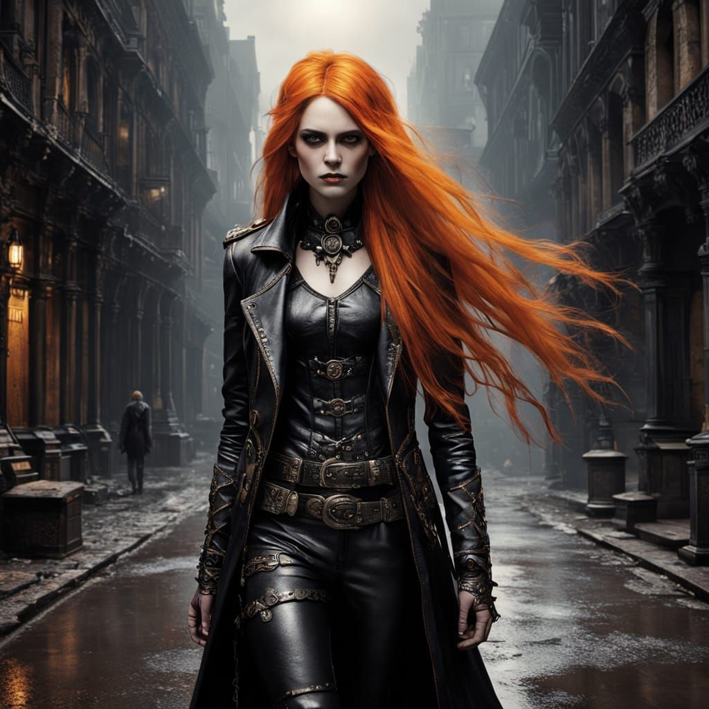 Gothic Fairy in Foggy Street, Dark Fantasy Art