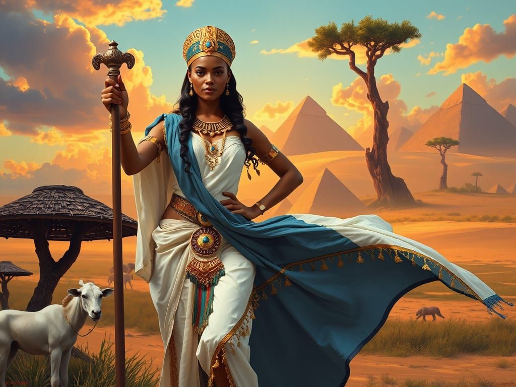 Regal Nubian Princess in Frazetta-Inspired Fantasy Art