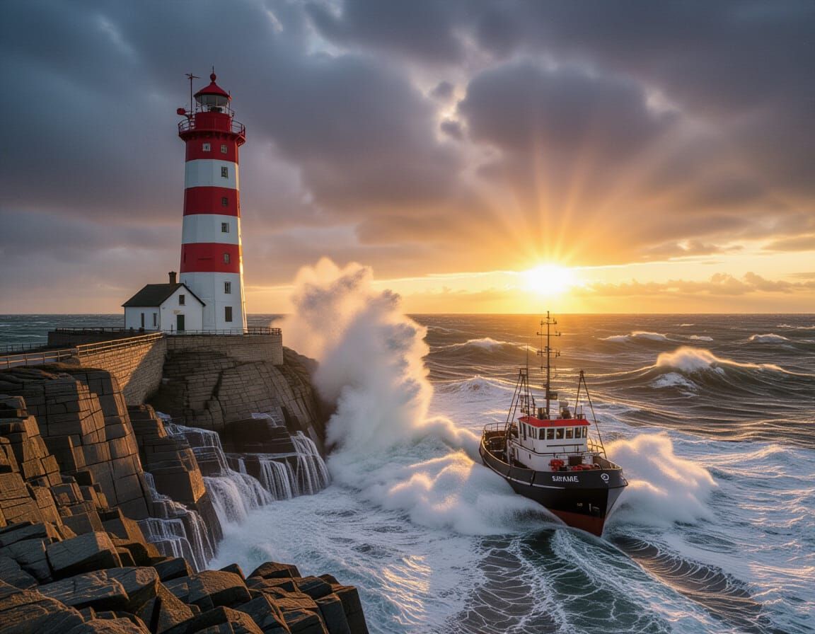 Heroic German Lighthouse Battles Crashing North Sea Waves at...
