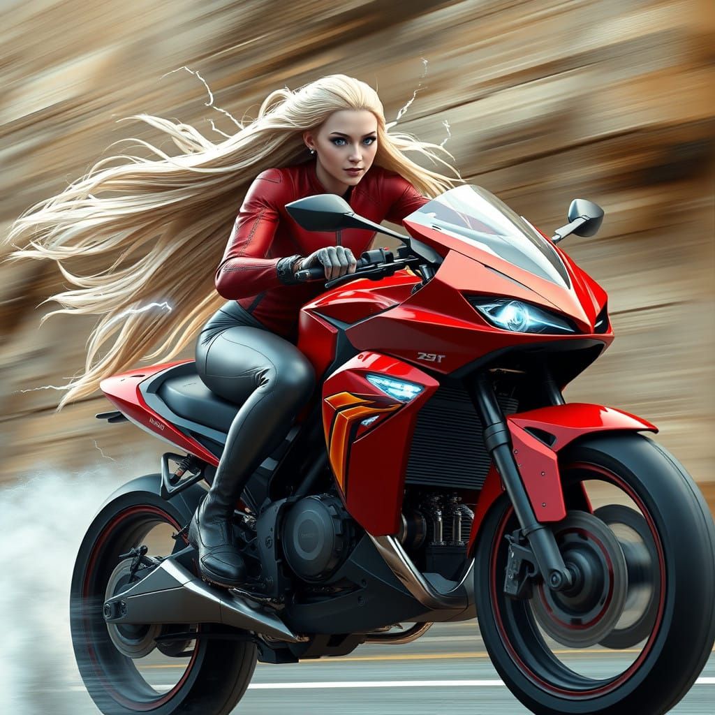 Giant Superheroine in High-Speed Action