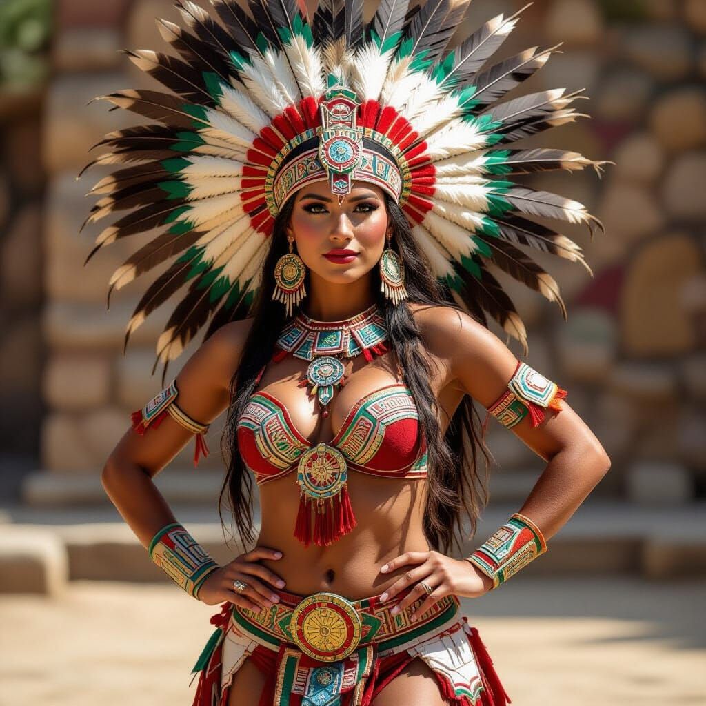 Alluring Female Aztec Dancer Depicted in Art