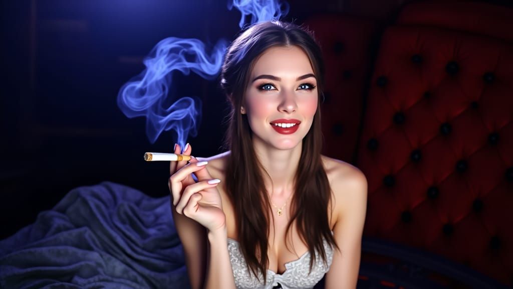 Auburn Haired Woman in Library, Art Nouveau Style