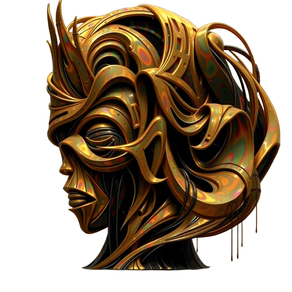 Dynamic Abstract Expressionism with Iridescent Swirls