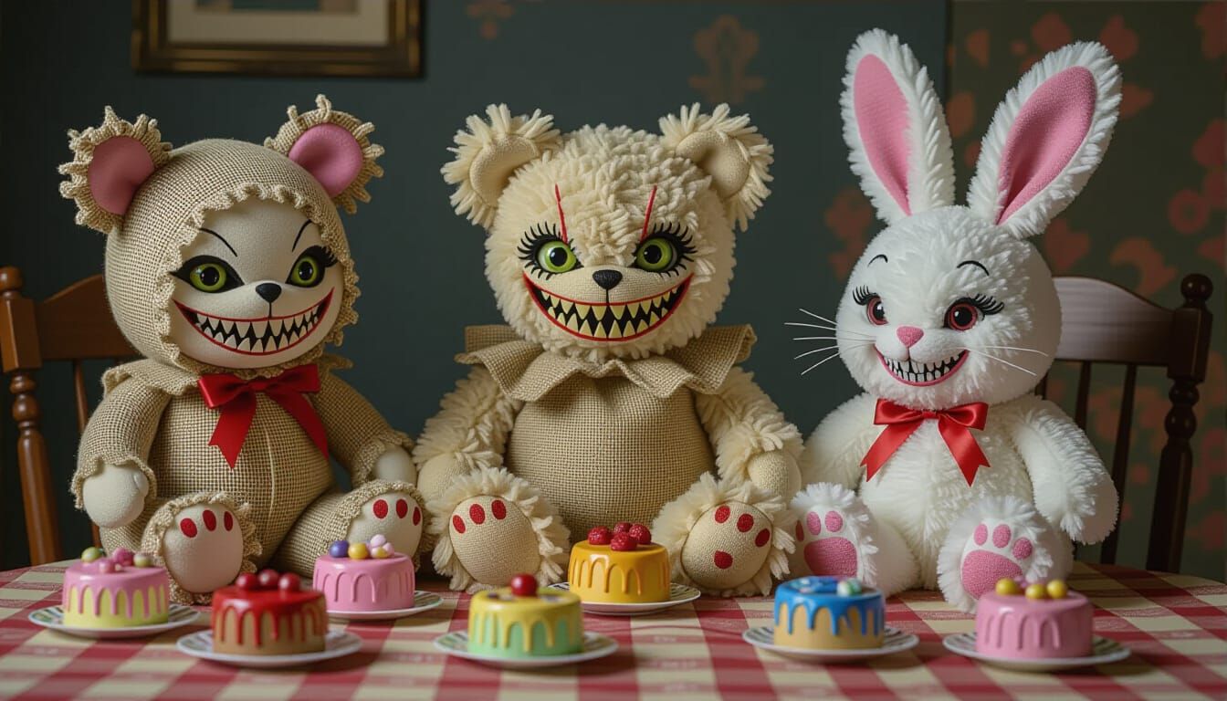 Menacing Toys Gather for a Dark Tea Party