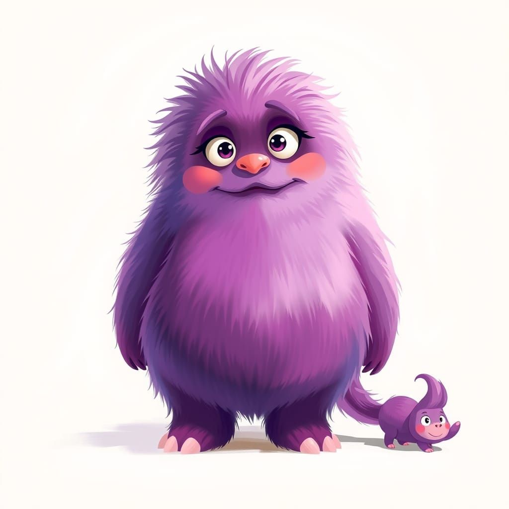 Chubby Purple Monster in Whimsical Digital Art