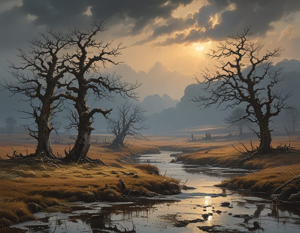 Moorland Storm Landscape in Meticulous Detail