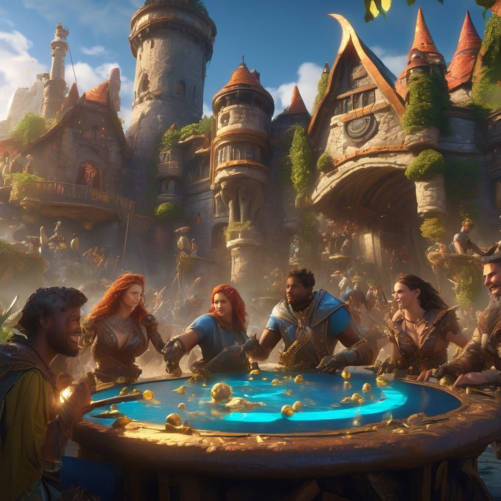 Fantasy Concept Art: Friends Playing Realistic Game