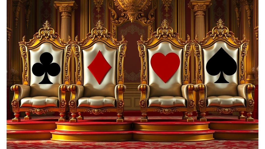 Royal Palace Thrones with Card Suit Emblems